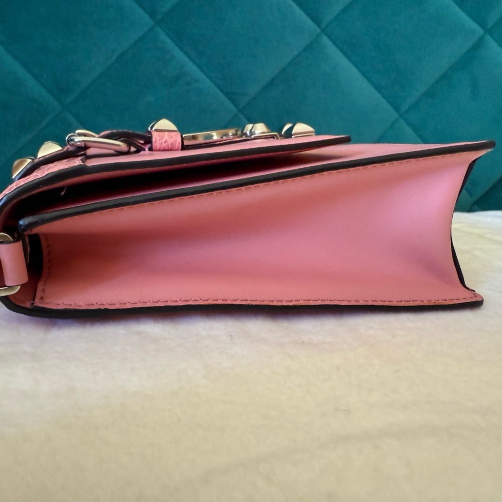 Prada Elektra 1BD120 Pink Studded Flap Shoulder Bag City Calf + Croc Trim - Picture 7 of 15